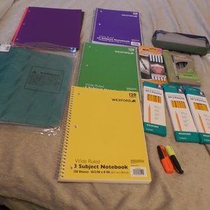 Small Lot of School Supplies – Notebooks, pens, pencils, folders etc – NEW